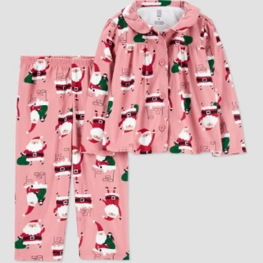 Carter's Just One You Toddler Girls' Santa Coat Pajama Set - Pink nwt Christmas